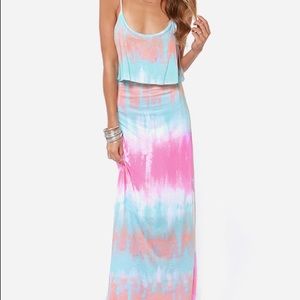 Never Say Tie-Dye Blue Maxi Dress- Lulus